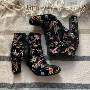 Suede Floral Booties